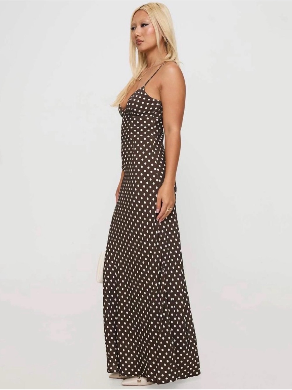 Princess Polly Brown Polka Dot Slip Maxi Dress - Picture 2 of 6